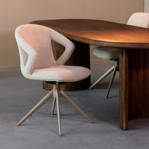 LABEL51 Eetkamerstoel Zurich - Naturel - Boucle - Taupe Frame - Afbeelding 2