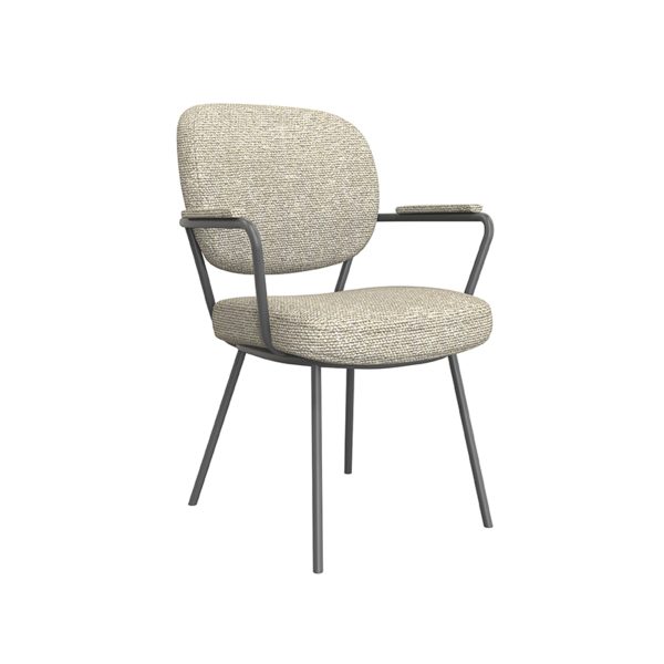 LABEL51 Eetkamerstoel Lausanne - Naturel - Boucle - Black Frame - Afbeelding 2