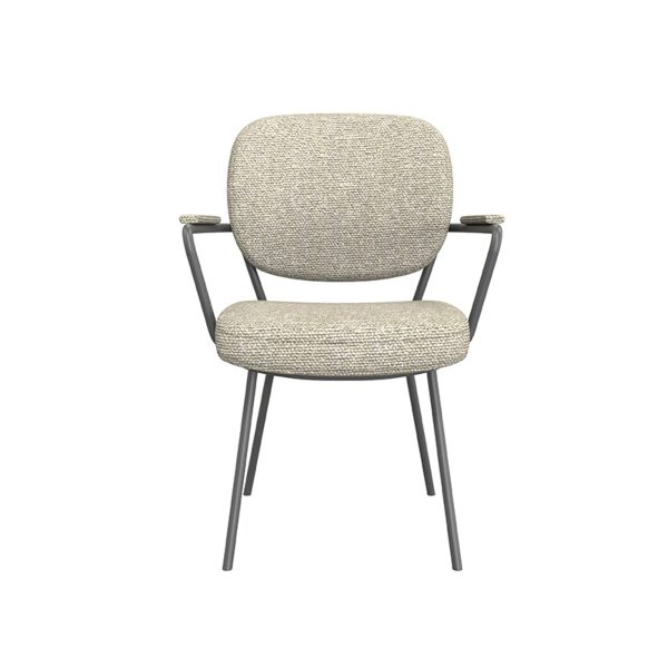 LABEL51 Eetkamerstoel Lausanne - Naturel - Boucle - Black Frame - Afbeelding 3