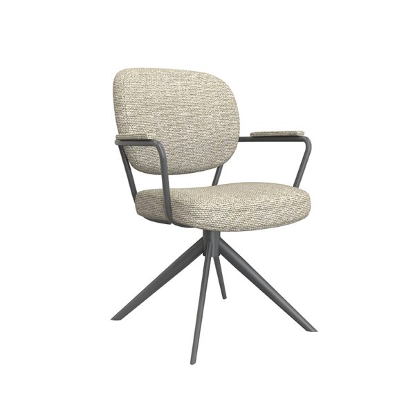 LABEL51 Eetkamerstoel Basel - Naturel - Boucle - Black Frame - Afbeelding 3