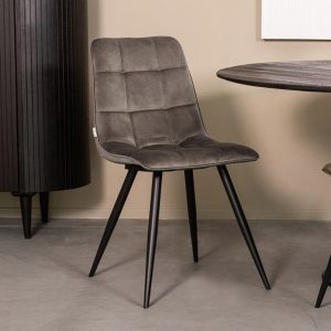 LABEL51 Eetkamerstoel Bistro - Taupe - Fluweel - Black Frame