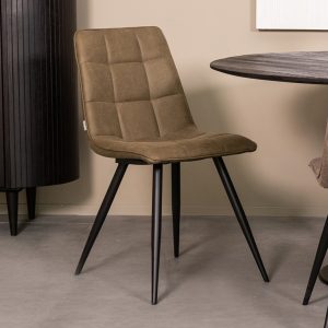 LABEL51 Eetkamerstoel Bistro - Moss - Micro Suede - Black Frame