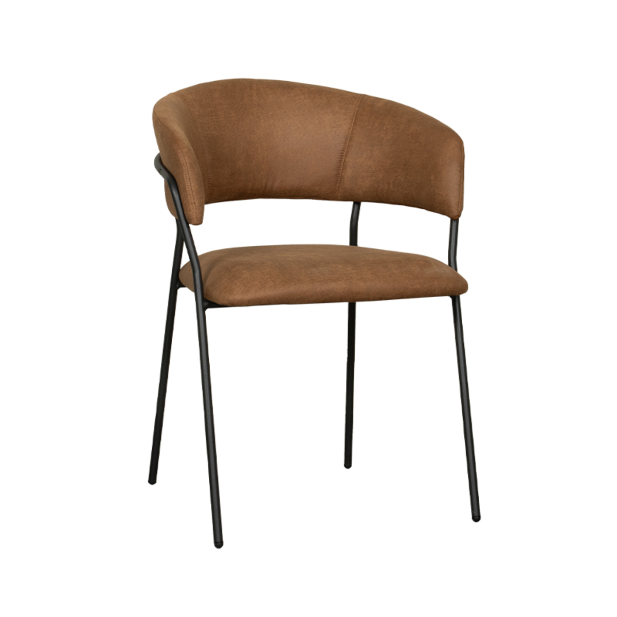 LABEL51 Eetkamerstoel Luuk - Cognac - Micro Suede - Black Frame - Afbeelding 2