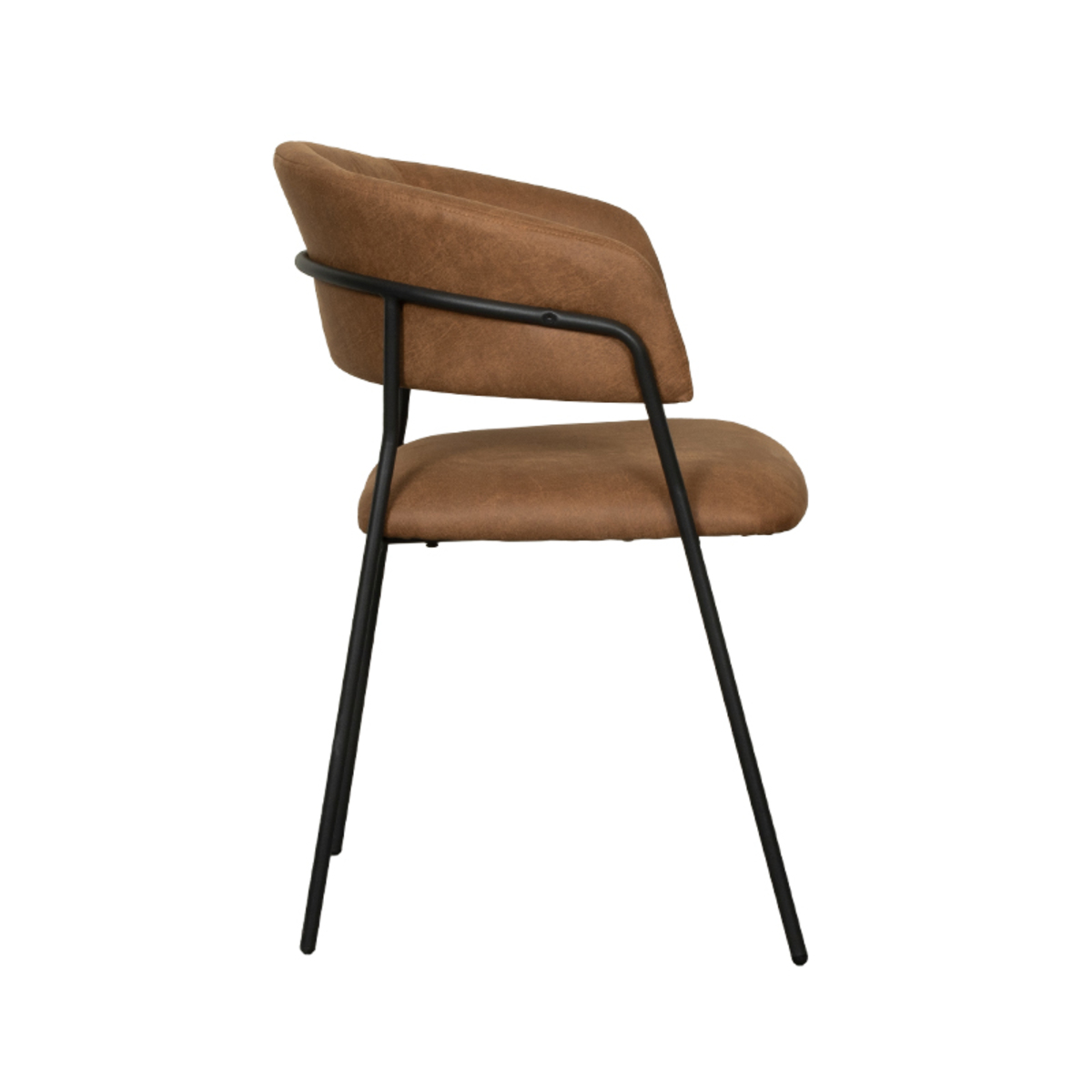 LABEL51 Eetkamerstoel Luuk - Cognac - Micro Suede - Black Frame - Afbeelding 3