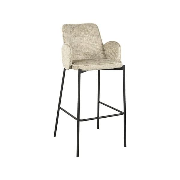LABEL51 Barkruk Joni - Beige - Fluweel - Zithoogte 78 cm - Afbeelding 2