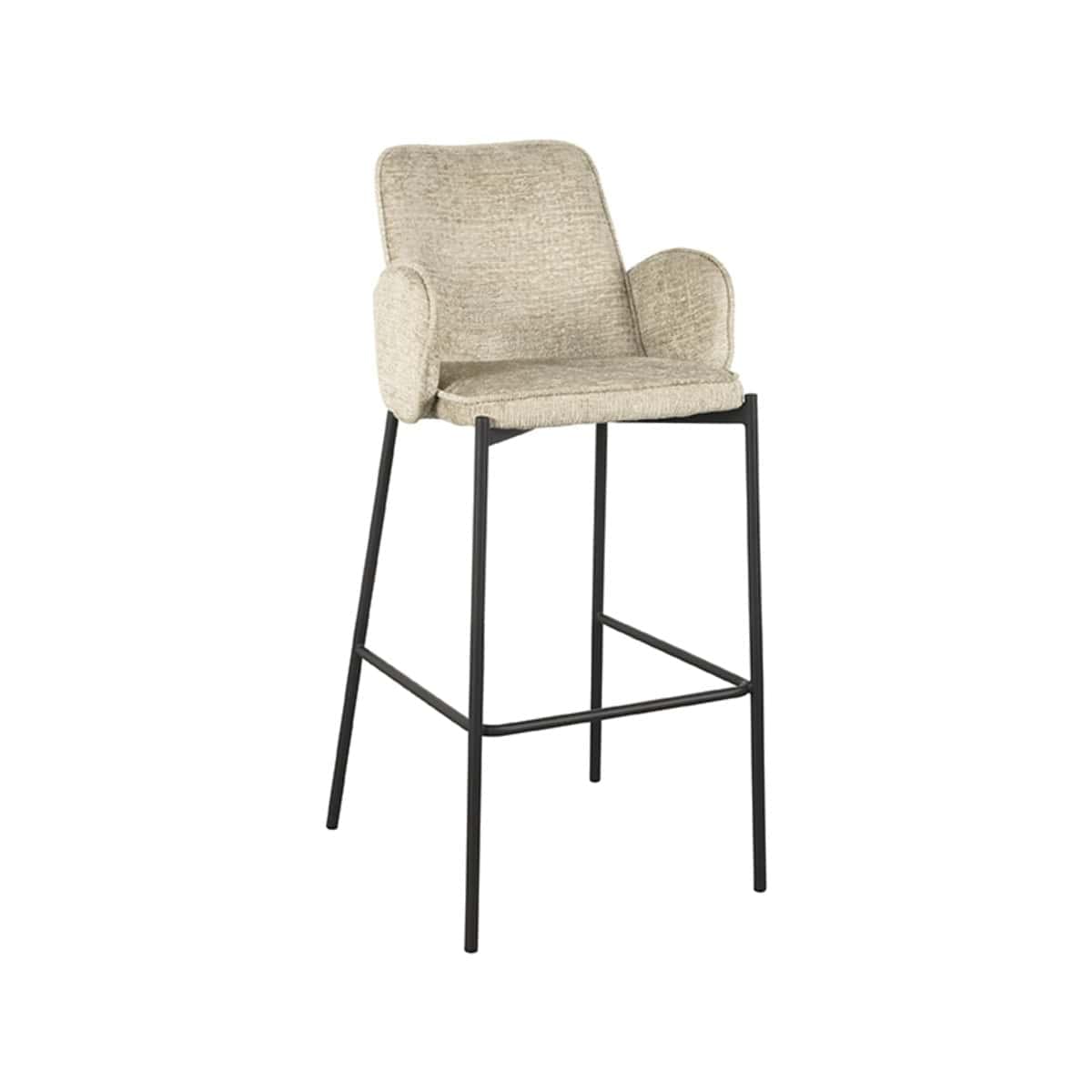 LABEL51 Barkruk Joni - Beige - Fluweel - Zithoogte 78 cm - Afbeelding 2