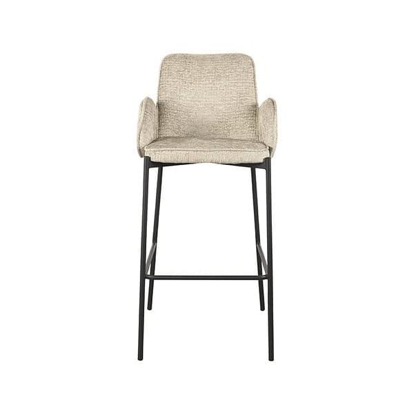 LABEL51 Barkruk Joni - Beige - Fluweel - Zithoogte 78 cm - Afbeelding 3