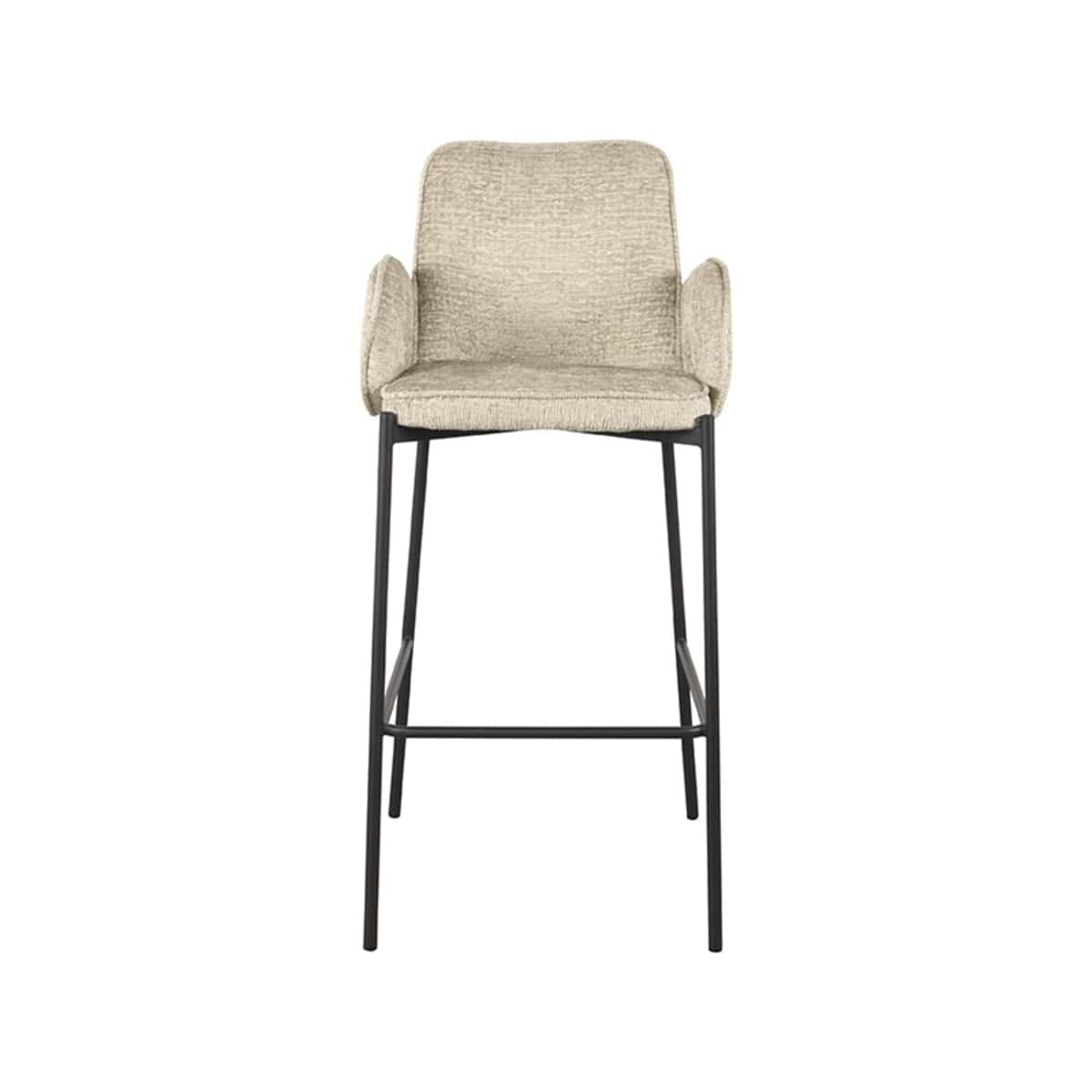 LABEL51 Barkruk Joni - Beige - Fluweel - Zithoogte 78 cm - Afbeelding 3