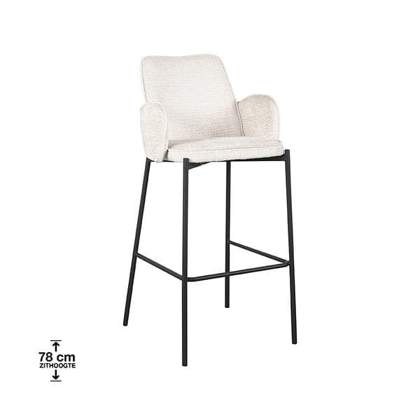 LABEL51 Barkruk Joni - Creme - Fluweel - Zithoogte 78 cm