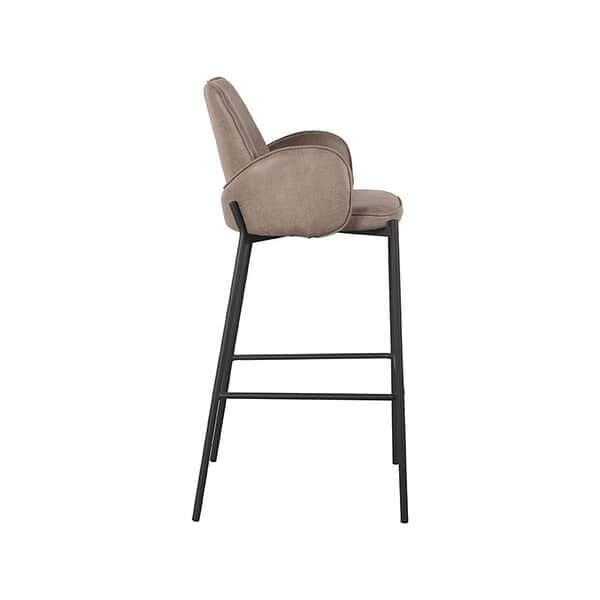 LABEL51 Barkruk Joni - Taupe - Micro Suede - Zithoogte 78 cm - Afbeelding 4