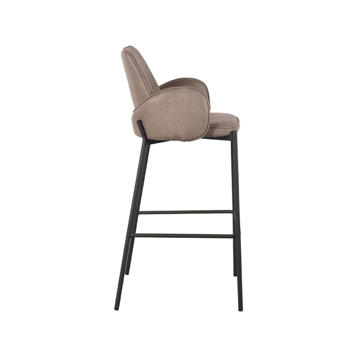 LABEL51 Barkruk Joni - Taupe - Micro Suede - Zithoogte 78 cm - Afbeelding 4