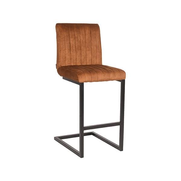 LABEL51 Barkruk Milo - Oker - Velours - Afbeelding 2