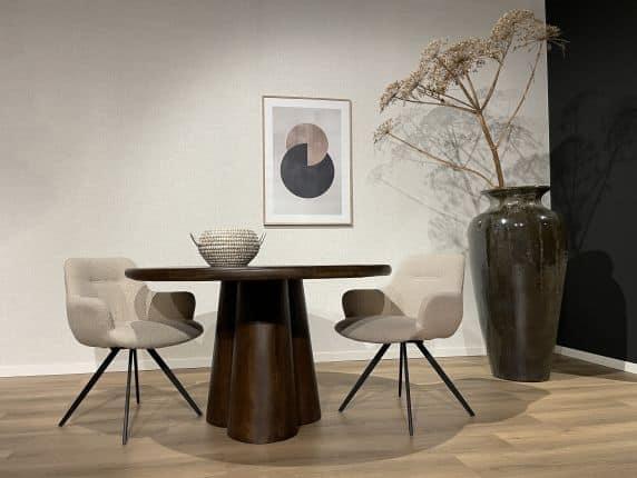Eetkamerstoel Doreen - Beige - Boucle - Draaibaar