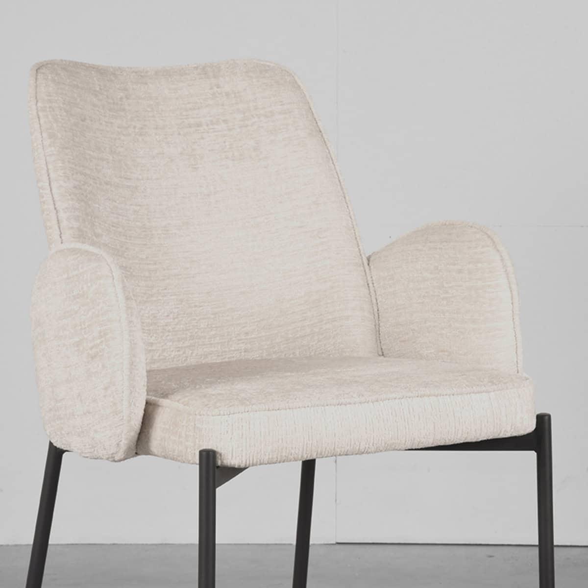 LABEL51 Eetkamerstoel Joni - Crème - Fluweel - Afbeelding 5