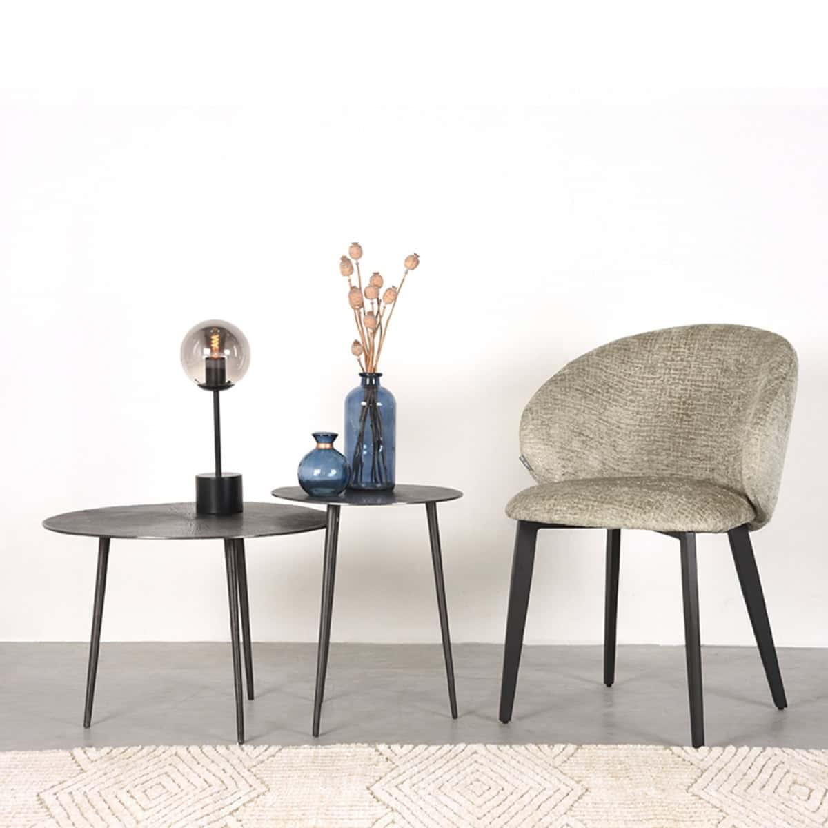 LABEL51 Eetkamerstoel Logan - Beige - Fluweel - Afbeelding 6