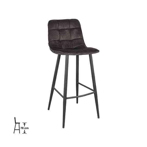 LABEL51 Barkruk Jelt 45x48x107 cm - Antraciet - Velours