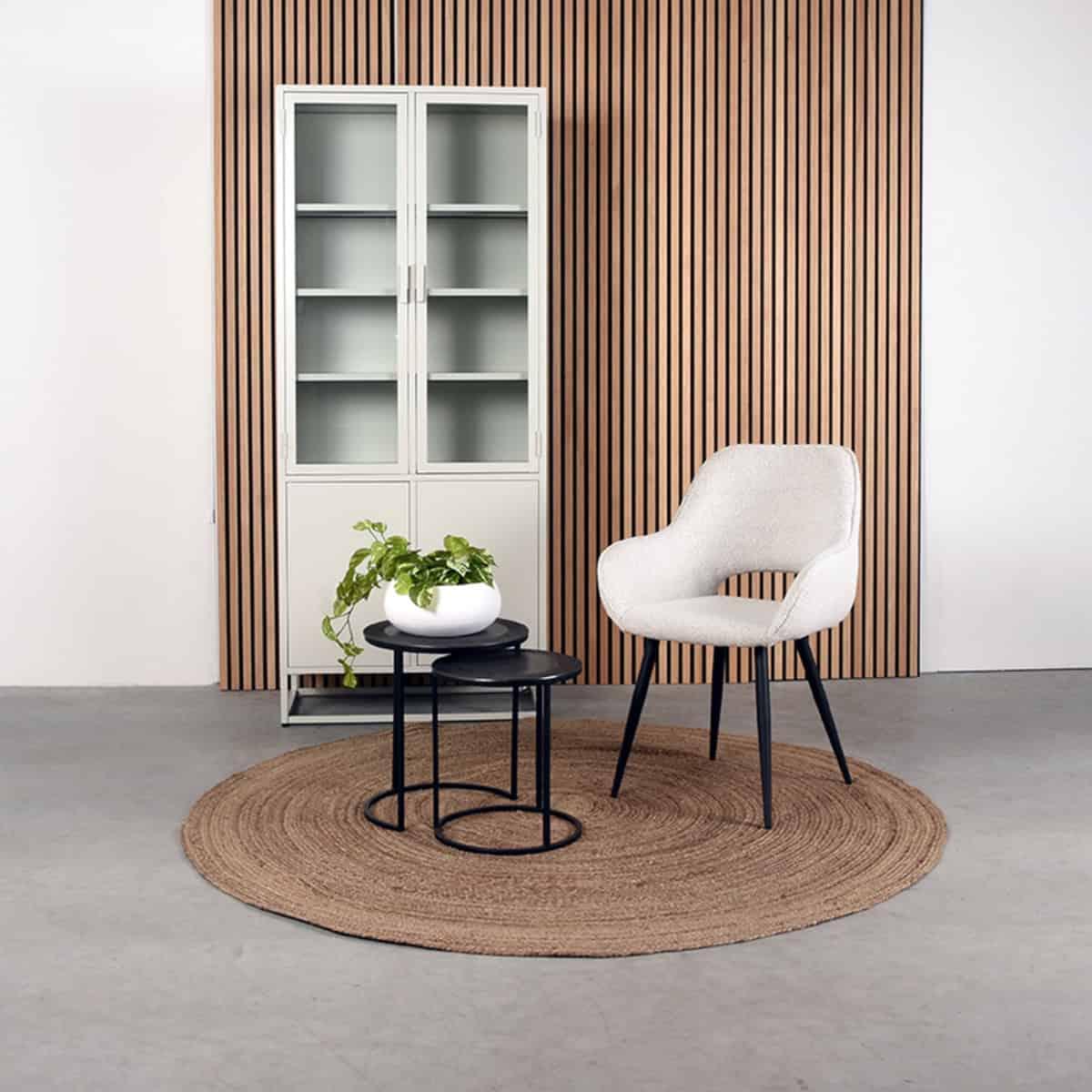 LABEL51 Eetkamerstoel Fer - Crème - Boucle - Afbeelding 6