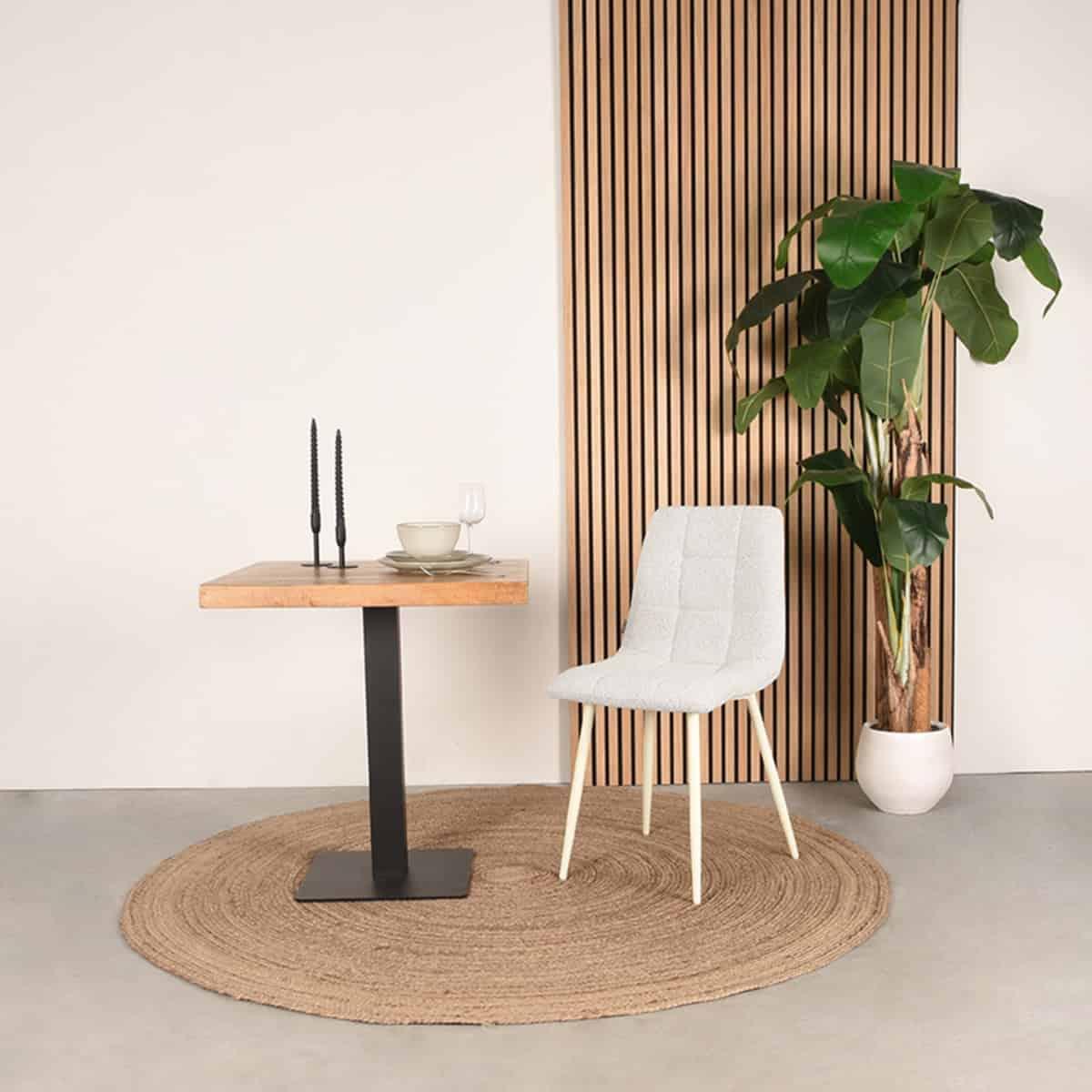 LABEL51 Eetkamerstoel Nino - Naturel - Boucle - Afbeelding 6