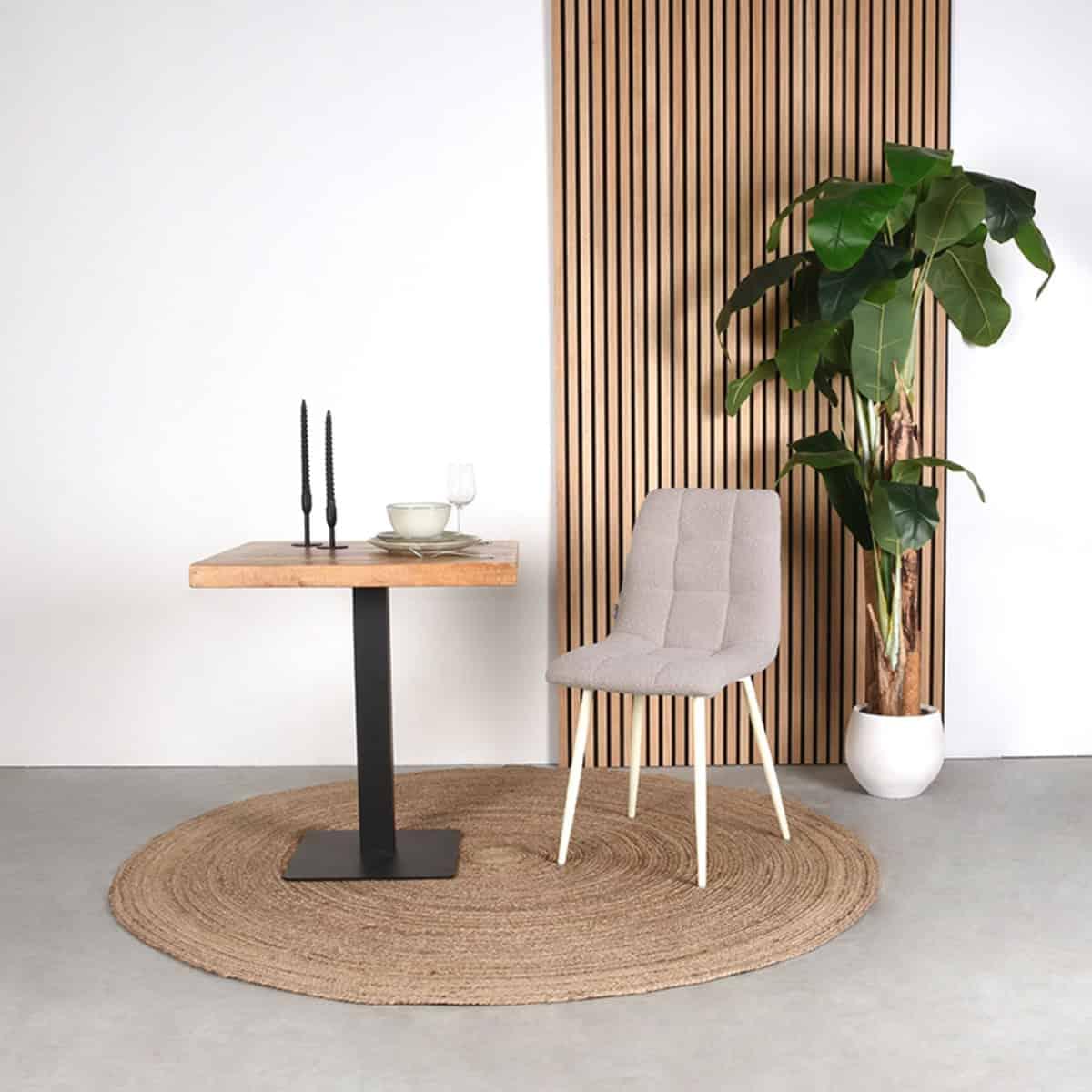 LABEL51 Eetkamerstoel Nino - Naturel - Boucle - Afbeelding 6