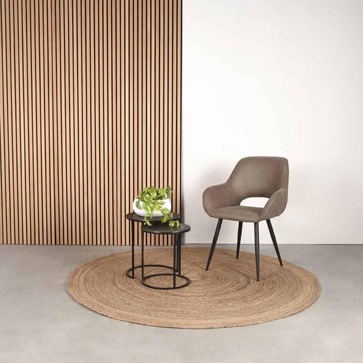 LABEL51 Eetkamerstoel Fer - Taupe - Micro Suede - Afbeelding 6