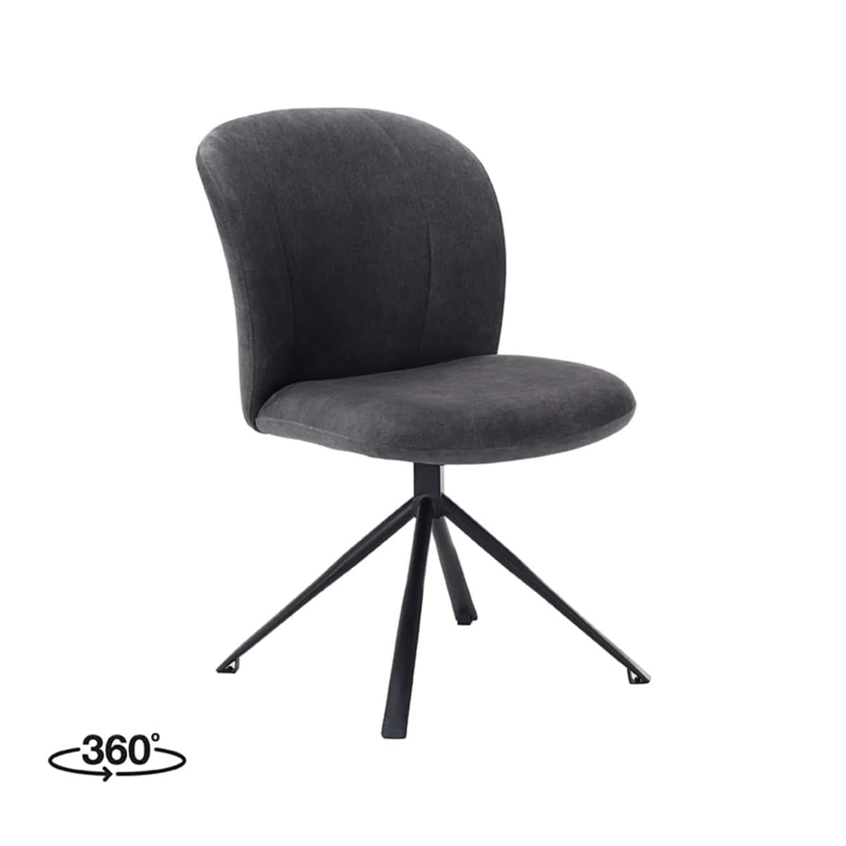 LABEL51 Eetkamerstoel Kimo - Antraciet - Cosmo - Zwart Onderstel