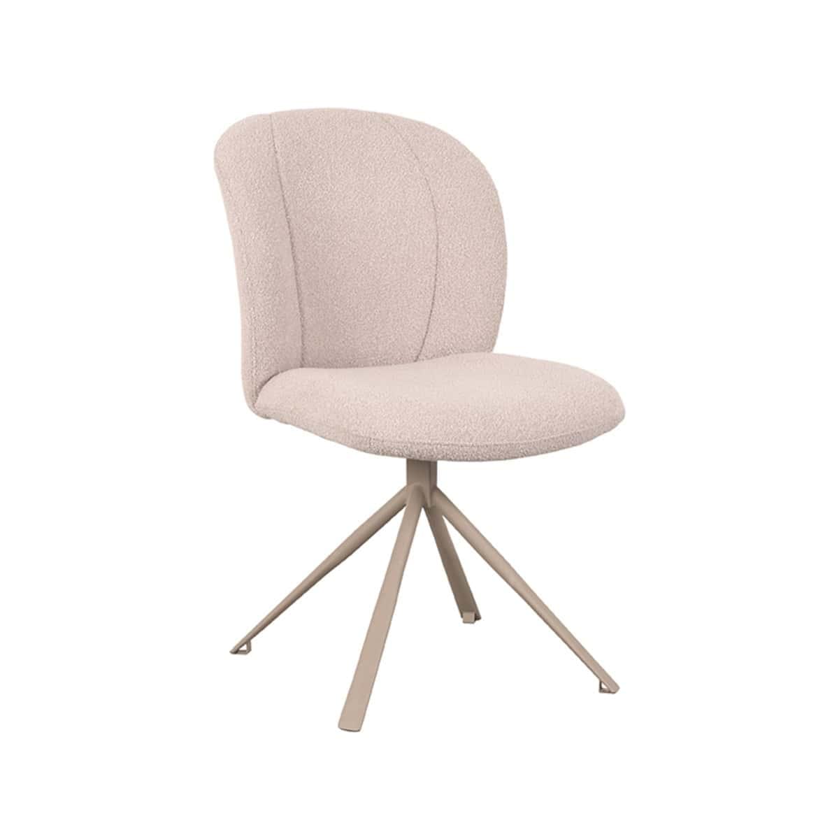 LABEL51 Eetkamerstoel Kimo - Naturel - Boucle - Taupe Onderstel - Afbeelding 2