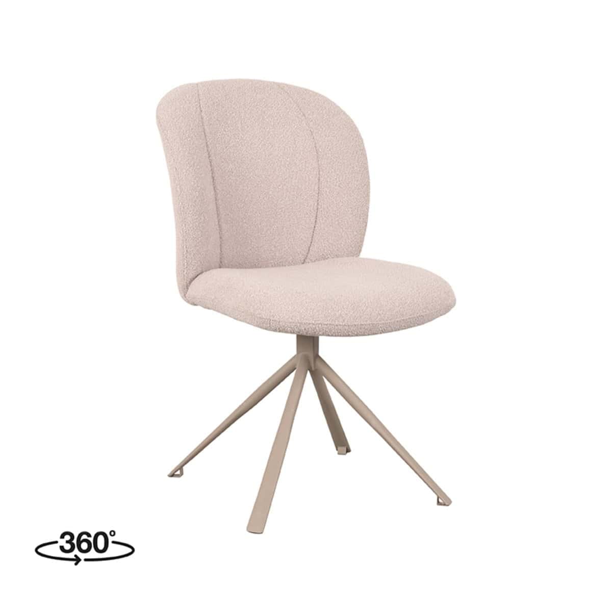 LABEL51 Eetkamerstoel Kimo - Naturel - Boucle - Taupe Onderstel