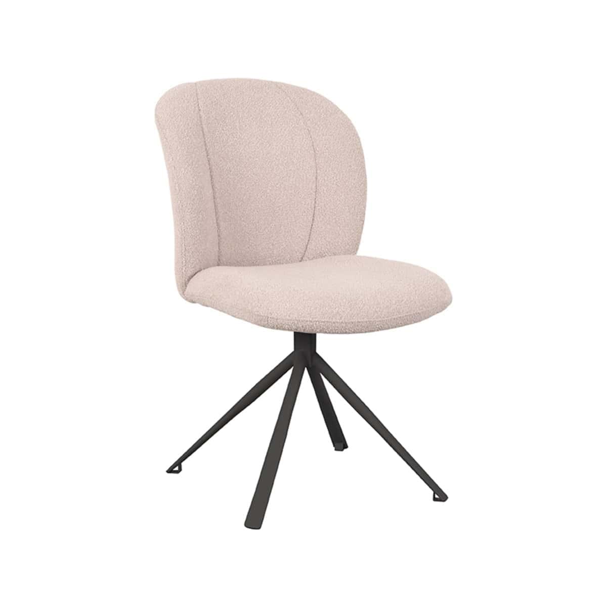 LABEL51 Eetkamerstoel Kimo - Naturel - Boucle - Zwart Onderstel - Afbeelding 2