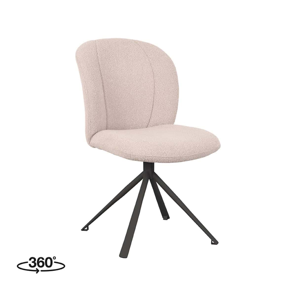 LABEL51 Eetkamerstoel Kimo - Naturel - Boucle - Zwart Onderstel