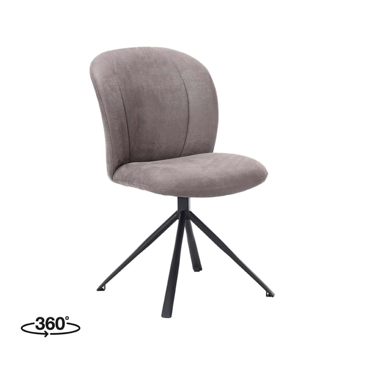 LABEL51 Eetkamerstoel Kimo - Taupe - Micro Suede - Zwart Onderstel