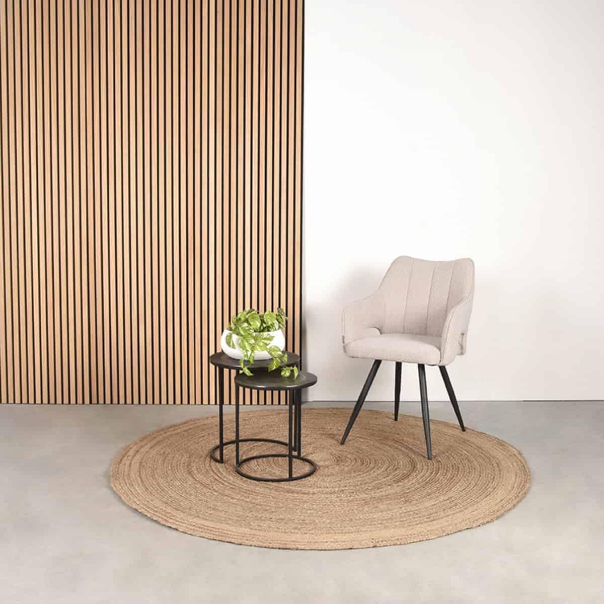 LABEL51 Eetkamerstoel Noud - Naturel - Boucle - Afbeelding 6