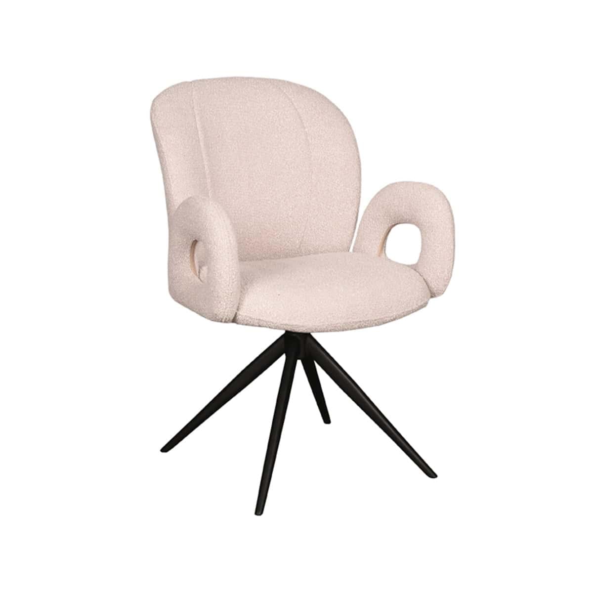 LABEL51 Eetkamerstoel Neo - Naturel - Boucle - Zwart Onderstel - Afbeelding 2