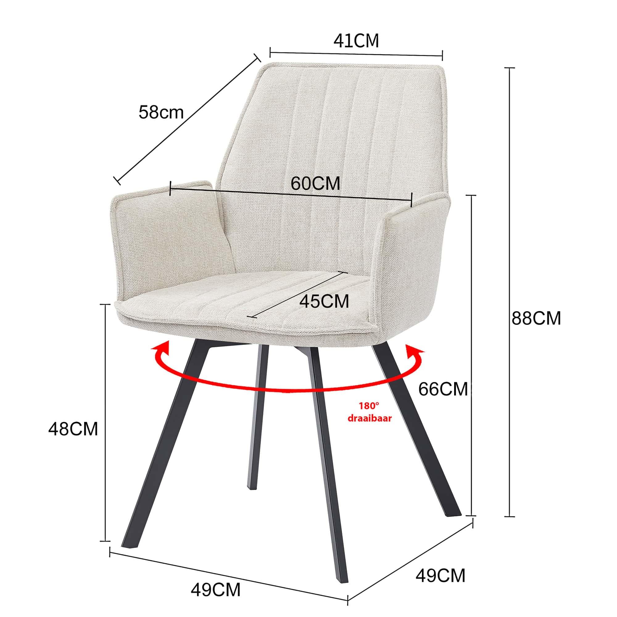 Eetkamerstoel Louise - Beige - Afbeelding 3