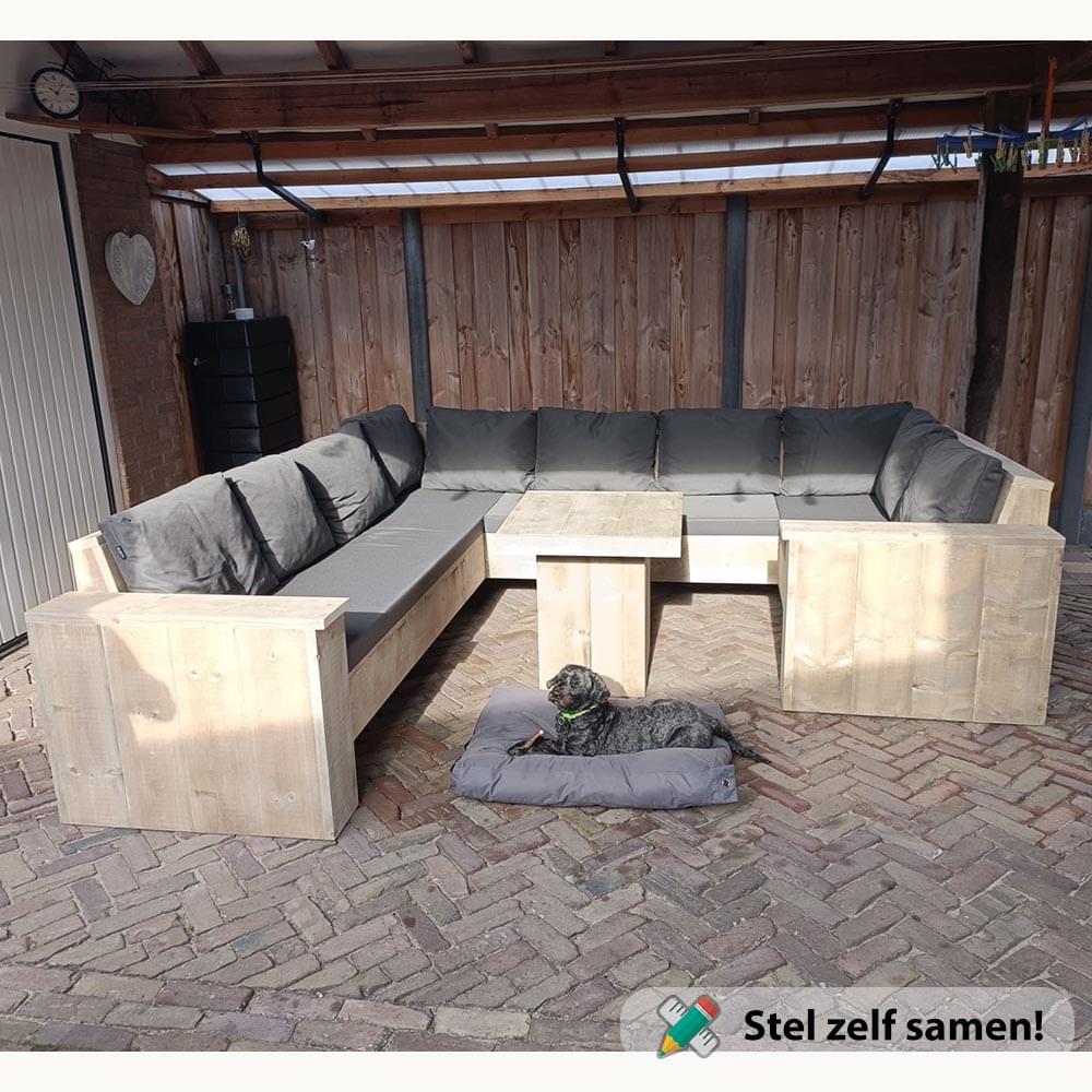 Houten U-bank in steigerhout