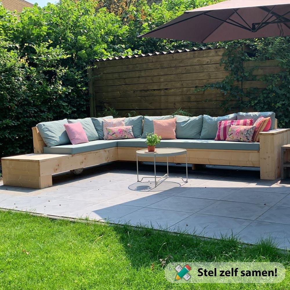 Hoekbank steigerhout buiten