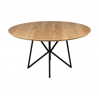 Eiken tafel rond.