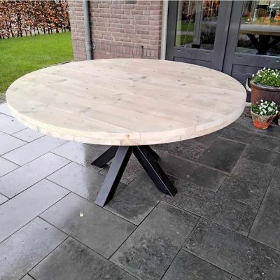 Ronde houten tuintafel