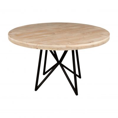 Ronde houten tuintafel.