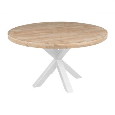 Ronde houten tafel.