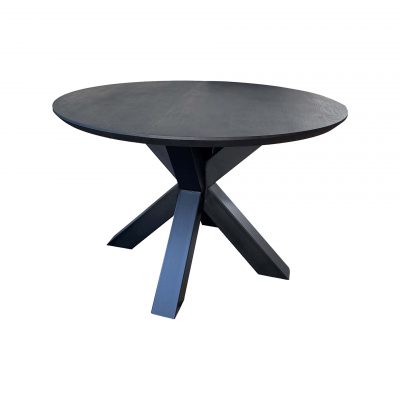 Zwarte ronde eettafel.